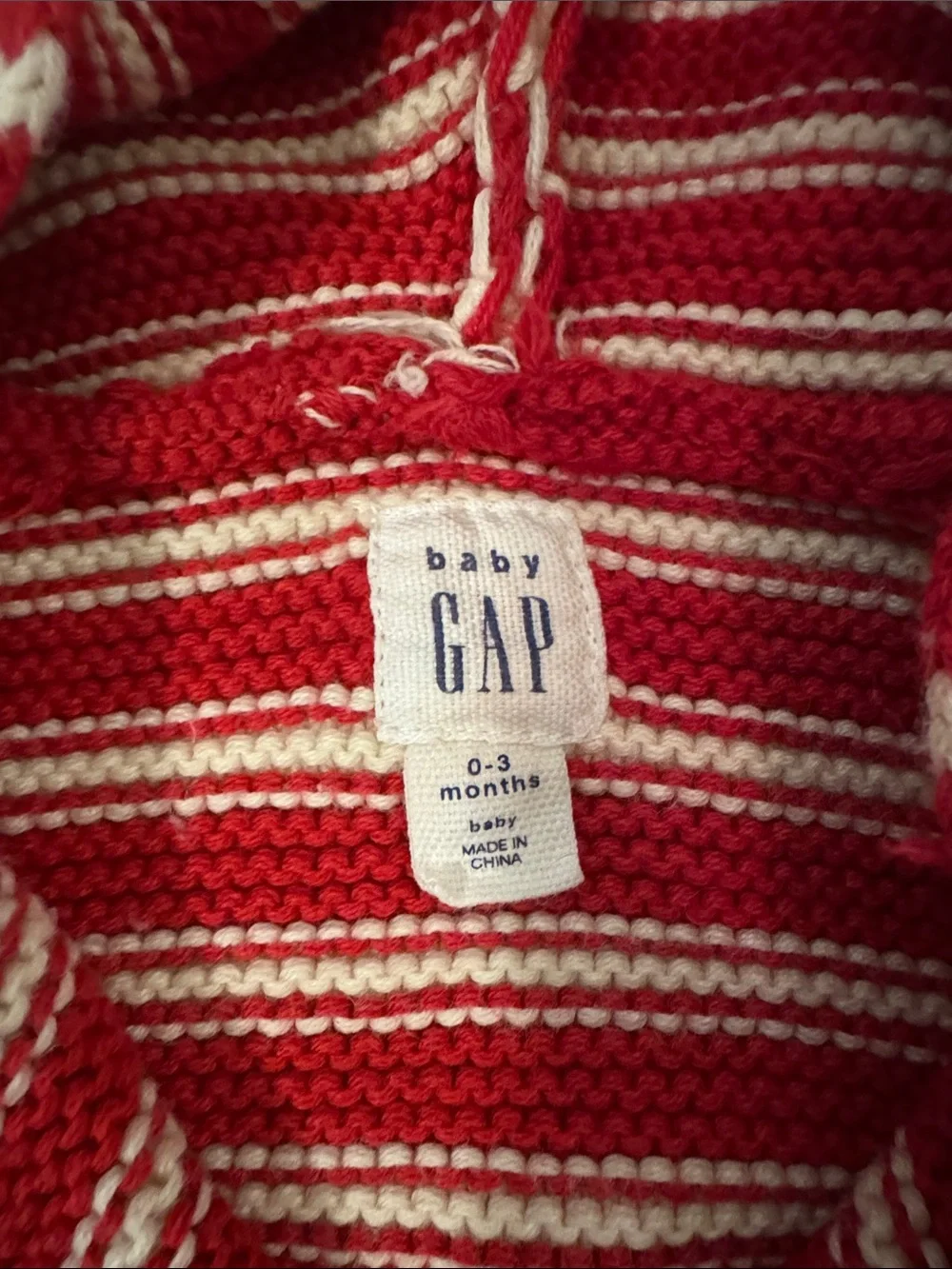 Baby GAP Red & White Striped Hooded Sweater with Whale Pockets